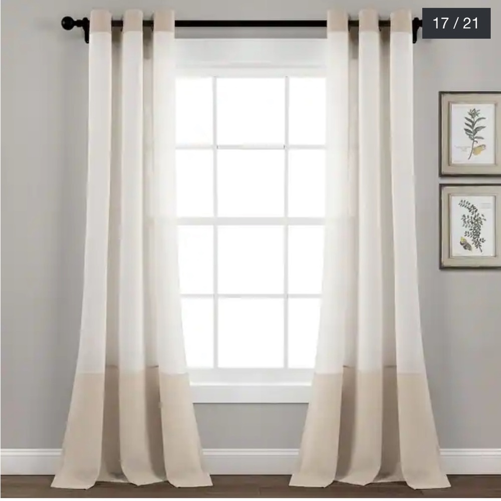 Colorblock Grommet Panel in Linen/Ivory 84” length